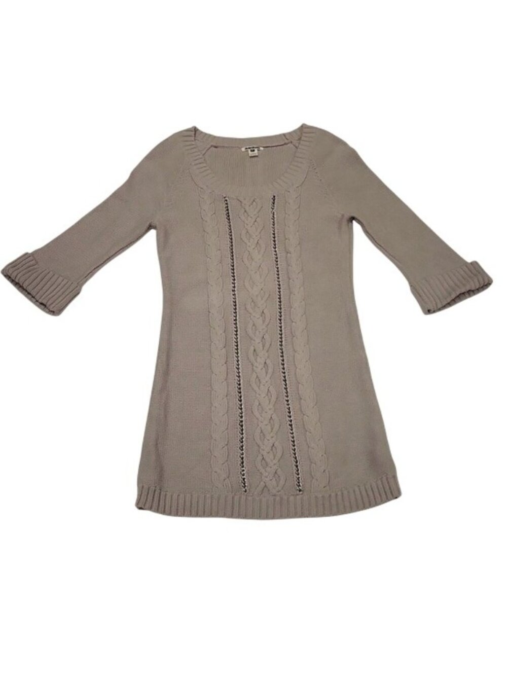 90s Quicksilver Flash Is Fast Sweater Dress Cable Knit Chain Tunic Gray Womens M